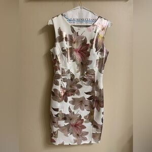 Floral Sleeveless Dress - Pink and Brown